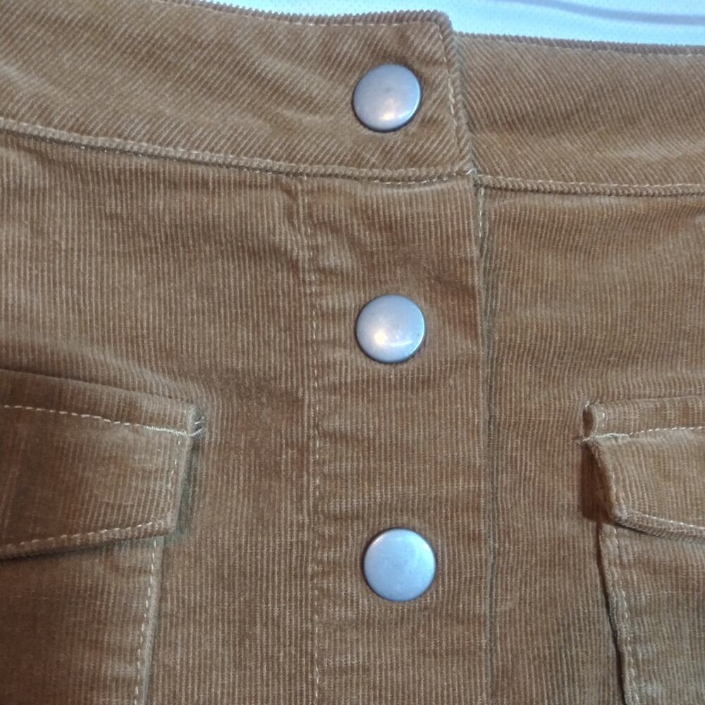 Rhythm Corduroy Mocha Brown Tan Button Down Mini Boho Skirt Size 2 - Picture 5 of 8